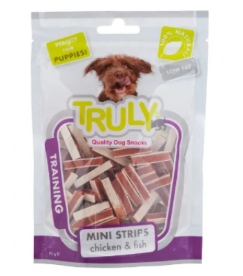 TRULY MINI STRIPS CHICKEN AND FISH 90GR